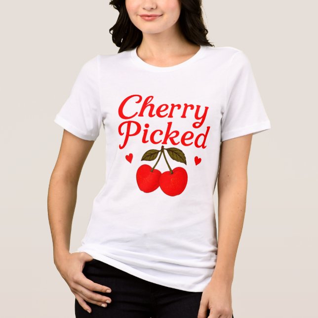 Cherry Picked Hearts Romantischer Kernpunkt Tri-Blend Shirt (Vorderseite)