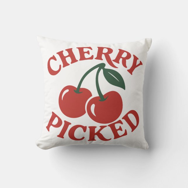 Cherry Picked Trendy Retro Fruit Graphic Kissen (Vorderseite)