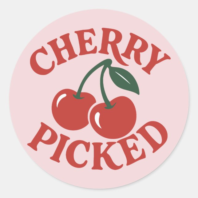 Cherry Picked Trendy Retro Fruit Graphic Party Runder Aufkleber (Vorderseite)