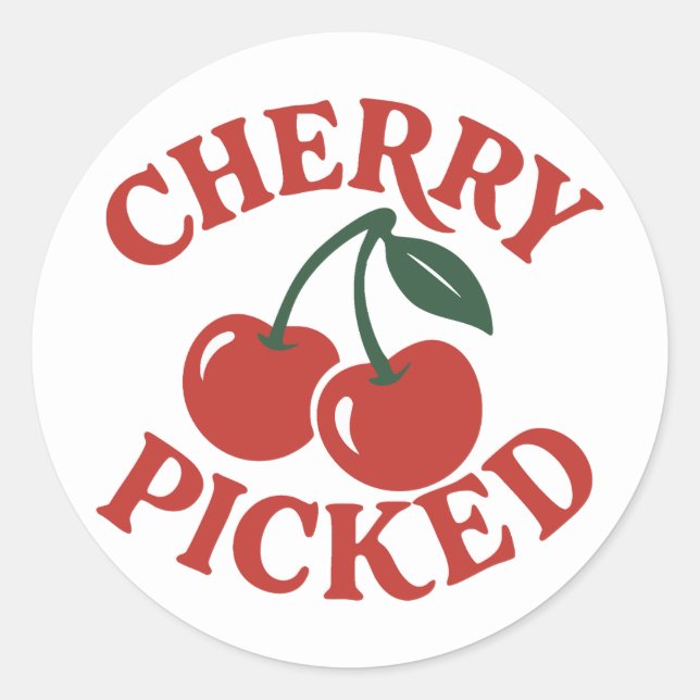 Cherry Picked Trendy Retro Fruit Graphic Runder Aufkleber (Vorderseite)
