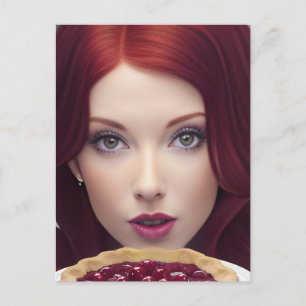 Cherry Pie Goddess Fantasy Art Postcard Postkarte