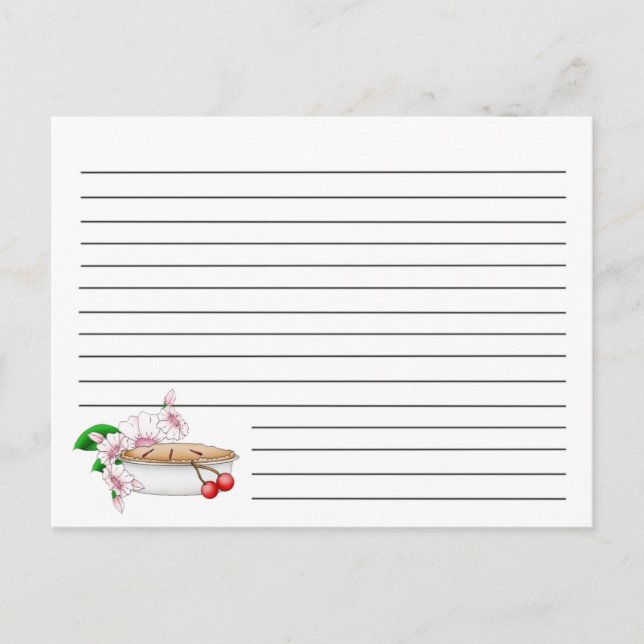 Cherry Pie Recipe Card Postkarte (Vorderseite)