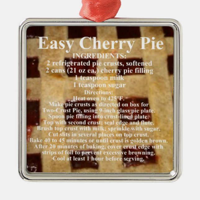 Cherry Pie Recipe Silbernes Ornament (Vorne)