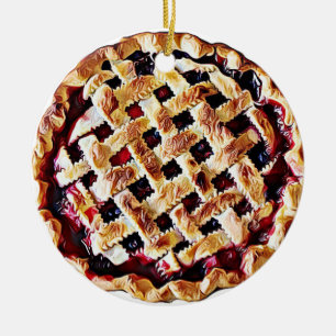 Cherry Pie Yummy Food Christmas Keramik Ornament
