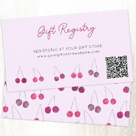 Cherry Pink Baby Shooting Registrierung QR Code Begleitkarte