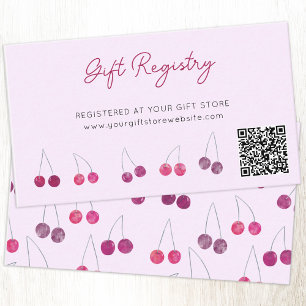 Cherry Pink Baby Shooting Registrierung QR Code Begleitkarte