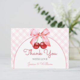 Cherry Pink Bow Baby Dusche Danke Karte