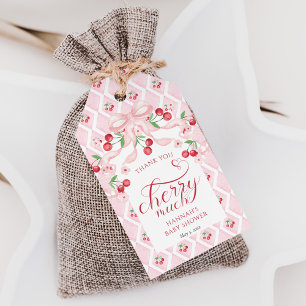 Cherry Pink Bow Baby Dusche Gefallen Geschenkanhänger