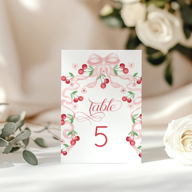 Cherry Pink Bow Baby Dusche Tischnummer (Von Creator hochgeladen)