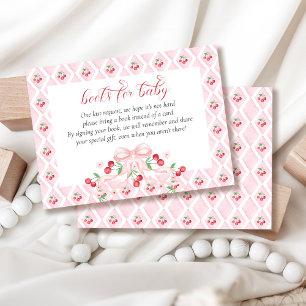 Cherry Pink Bow Baby Showbücher für Baby Begleitkarte