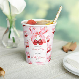 Cherry Pink Bow Girl Babydusche Pappbecher