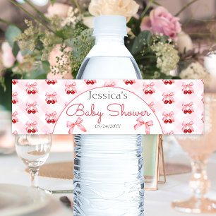 Cherry Pink Bow Girl Babydusche Wasserflaschenetikett