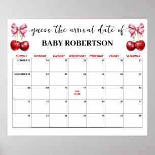 Cherry Pink Coquette Baby Ratgeber Fälligkeitskale Poster