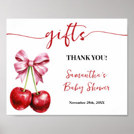 Cherry Pink Coquette Geschenke Babydusche Zeichen Poster