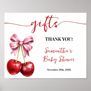 Cherry Pink Coquette Geschenke Babydusche Zeichen Poster