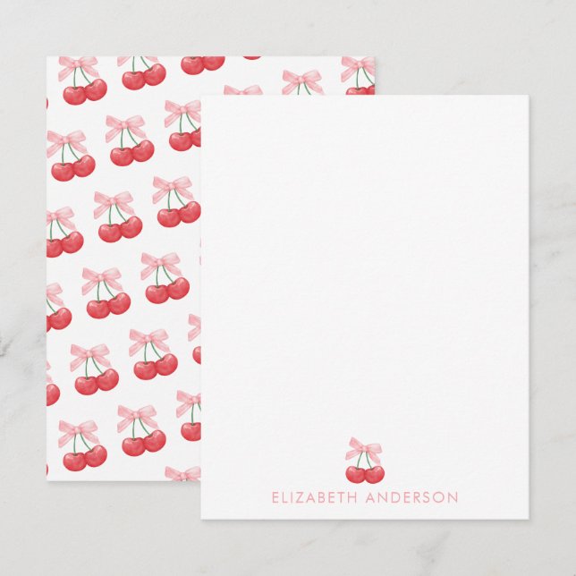 Cherry Pink Coquette Personalisierte Note Card Set Mitteilungskarte (Vorne/Hinten)