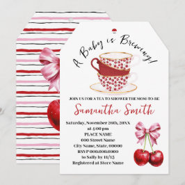 Cherry Pink Coquette Tea Baby Dusche Feiertagskarte