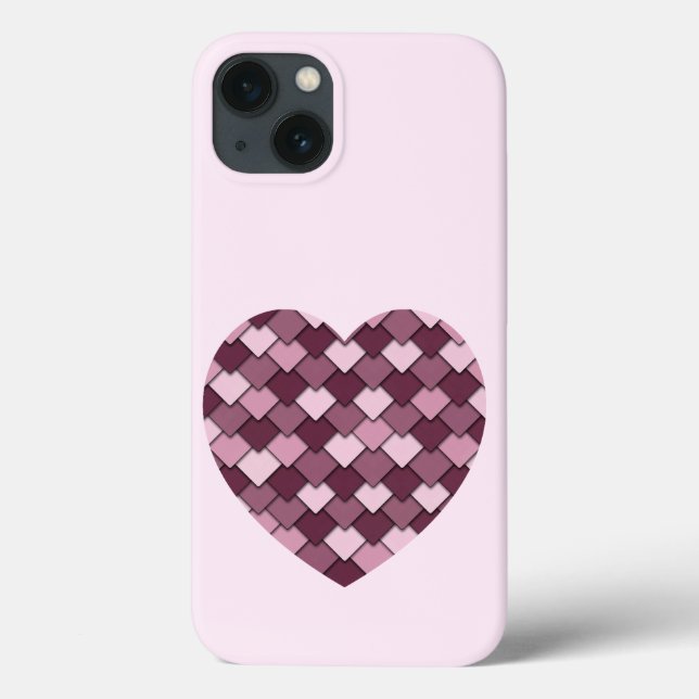 Cherry Pink Square und Diamond Herz Case-Mate iPhone Hülle (Rückseite)