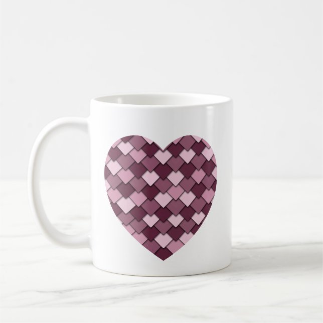 Cherry Pink Square und Diamond Herz Kaffeetasse (Links)