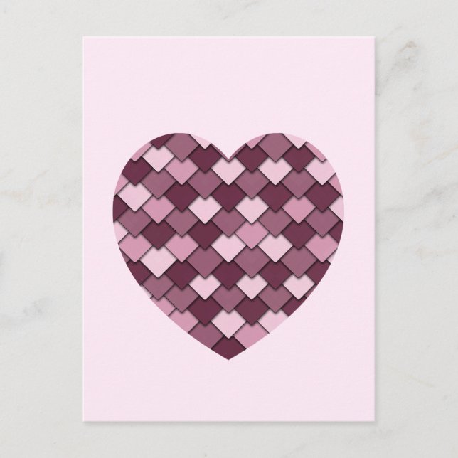 Cherry Pink Square und Diamond Herz Postkarte (Vorderseite)