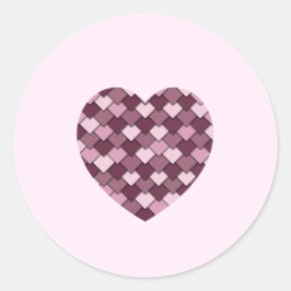 Cherry Pink Square und Diamond Herz Runder Aufkleber