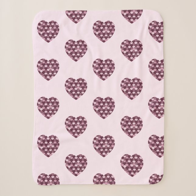 Cherry Pink Square und Diamond Herz Sherpadecke (Vorderseite)