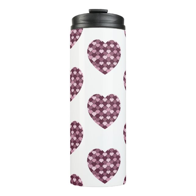 Cherry Pink Square und Diamond Herz Thermosbecher (Vorderseite)