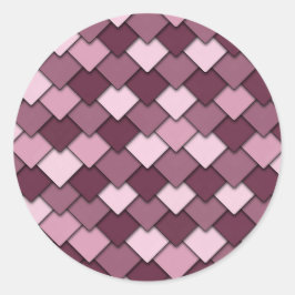 Cherry Pink Square und Diamond Pattern Runder Aufkleber