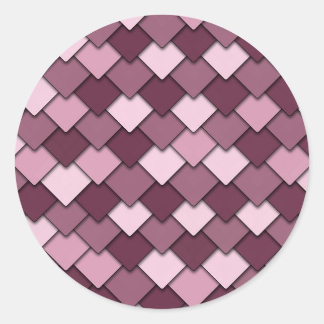 Cherry Pink Square und Diamond Pattern Runder Aufkleber (Vorderseite)