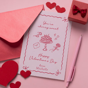 Cherry Pink Valentine's Day Card Feiertagskarte