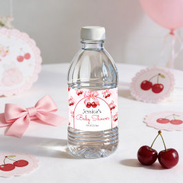Cherry Pinke Schleifen Mädchen Baby Shower Wasserflaschenetikett