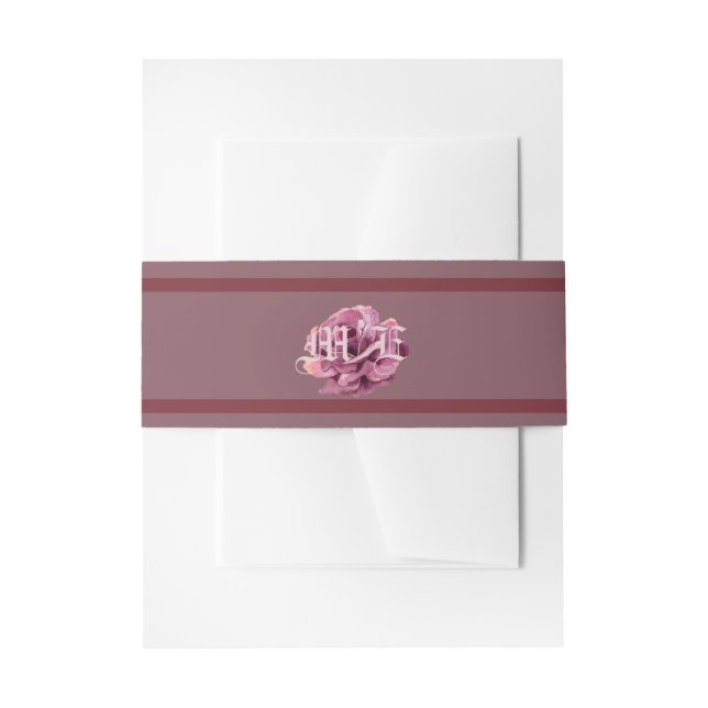Cherry Plum Rose Wedding Monogram Einladungsbanderole (Vorderseite Beispiel)