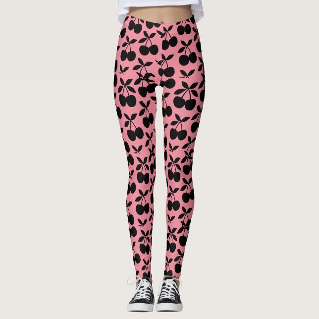 "Cherry Pop Silhouetten" Leggings (Vorderseite)