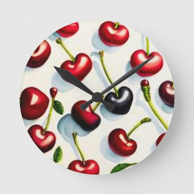 Cherry Pop Wall Clock Runde Wanduhr (Vorderseite)