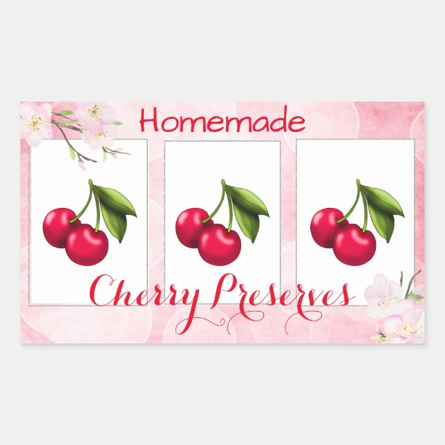 Cherry Preserve Canning Label Rechteckiger Aufkleber (Vorderseite)
