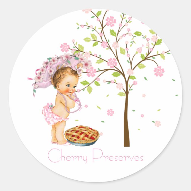 Cherry Preserve Canning Label Runder Aufkleber (Vorderseite)