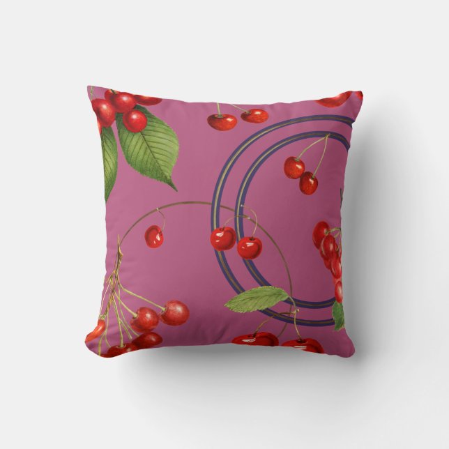 Cherry Print Pattern | Rosa Kissen (Vorderseite)