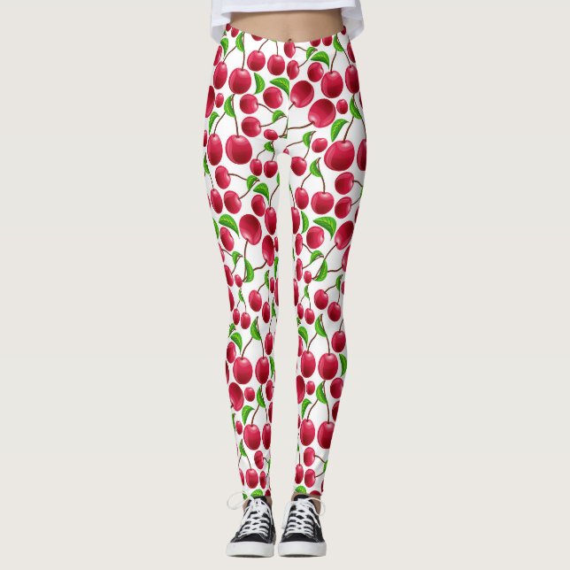 Cherry Print Retro Cherries Yoga Pilates Pants Leggings (Vorderseite)
