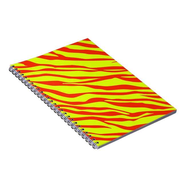 Cherry Red and Neon Yellow Zebra Striping Notizblock (Rechte Seite)