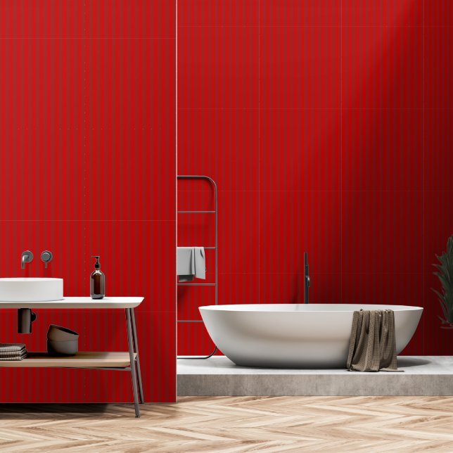 Cherry Red auf Tomato Red Stripes Tapete (Badezimmer)
