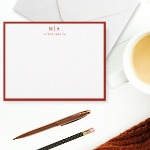 Cherry Red Border Monogram Korrespondent Card Mitteilungskarte