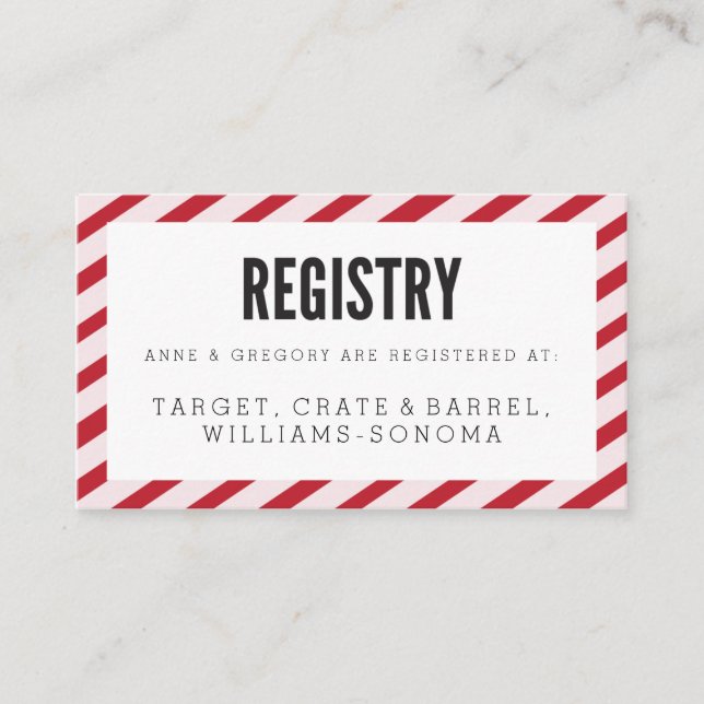 Cherry Red Carnival Stripes Registrierungskarte Begleitkarte (Vorderseite)