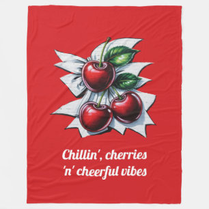 Cherry Red Cheerful Vibes Stylish Modern Fleecedecke