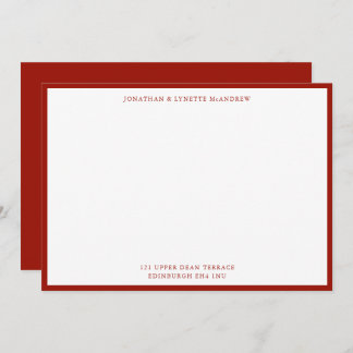 Cherry Red Classic Border Flat Note Card Mitteilungskarte