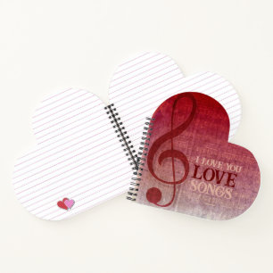 Cherry Red Clef Liebe Songs Music Notizbuch