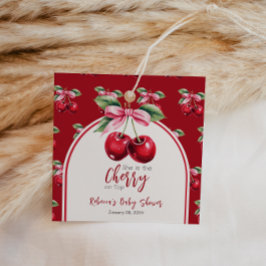 Cherry Red Coquette Bow Girl Baby Dusche Geschenkanhänger