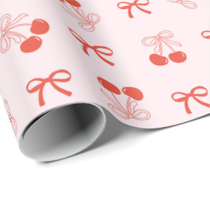 Cherry Red Coquette Weihnachtswrapping Paper Roll Geschenkpapier
