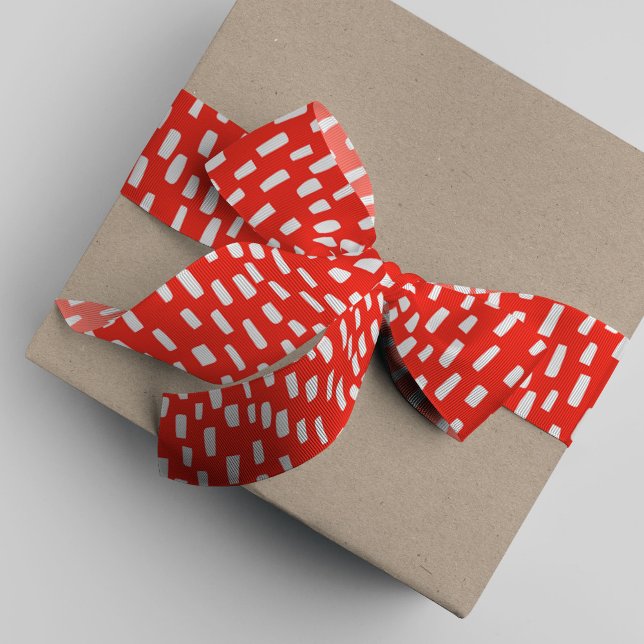 Cherry Red Dashing Grosgrain Ribbon Ripsband (Bright red dashing dots ribbon.)