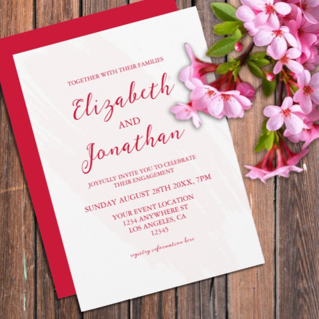 Cherry Red Engagement Party Einladung (Von Creator hochgeladen)