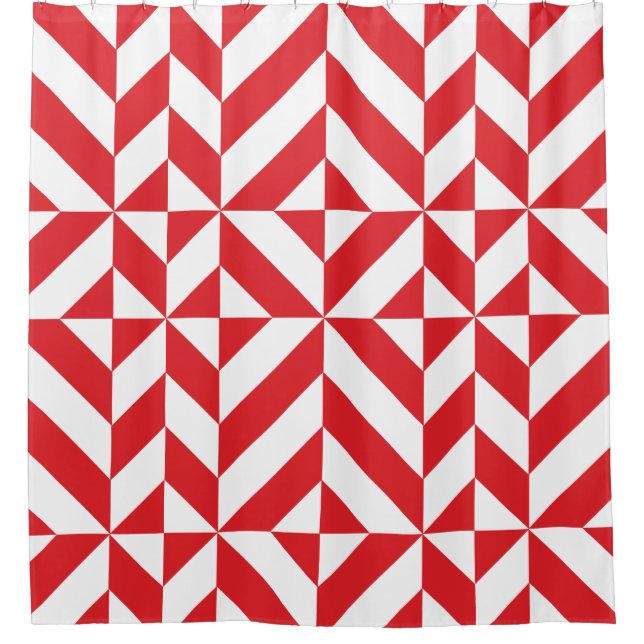 Cherry Red Geometric Cube Pattern Duschvorhang (Vorderseite)